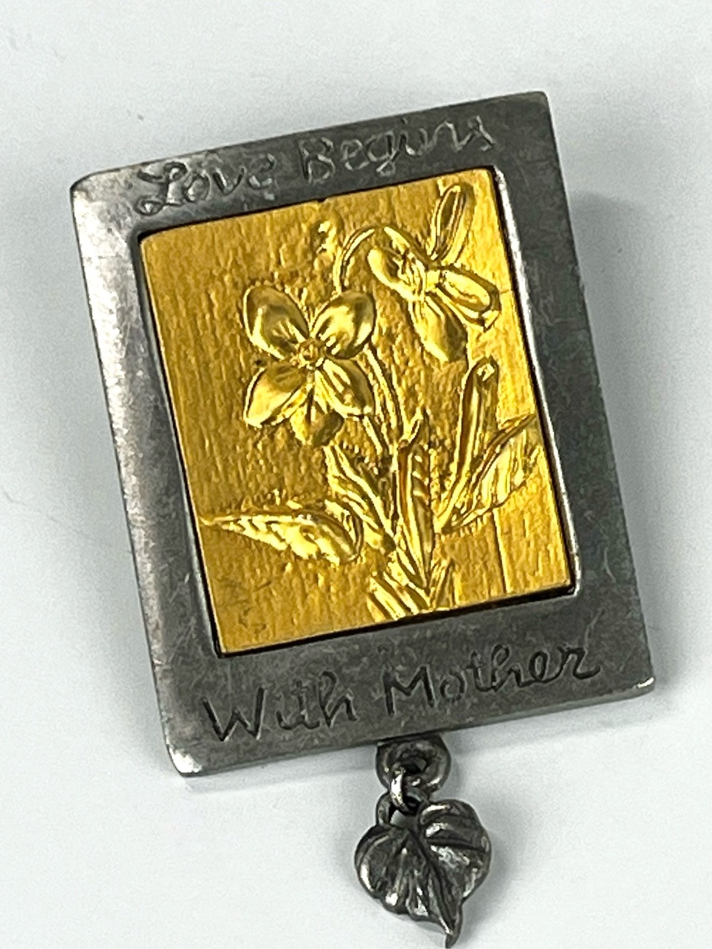 Vintage Marjolein Bastin Signed Brooch Love Begins with Mother